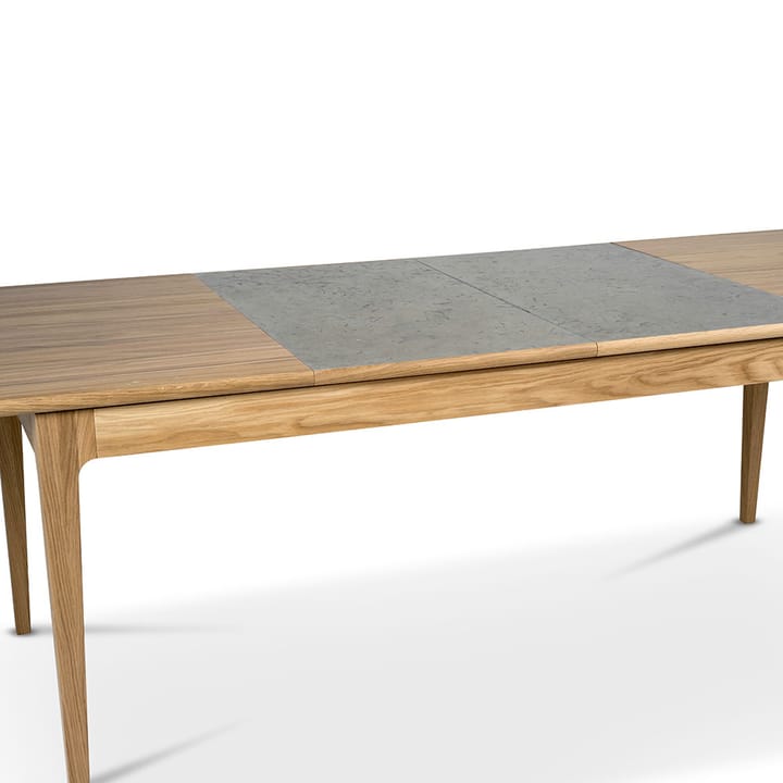 Höllviken matbord - ek vitpigmenterad mattlack, 2 ilägg, kalksten á 50 cm - Mavis