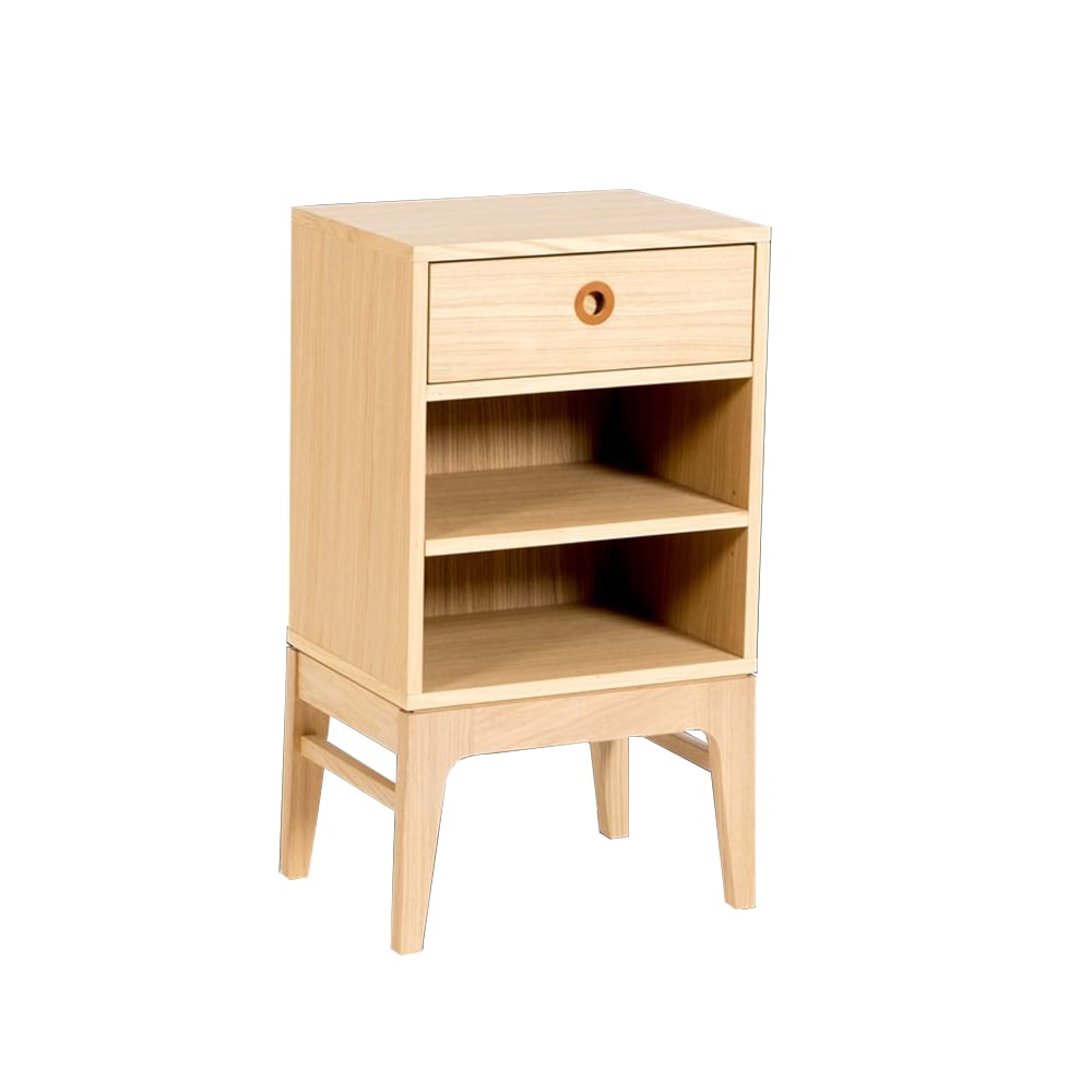 Mavis Höllviken sängbord ek vitpigment, 1 låda | Skandinavisk Design | Sängbord | Beige