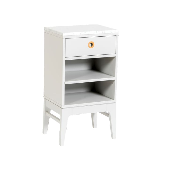 Höllviken sängbord - Ljusgrå-vit marmortopp-1 låda - Mavis