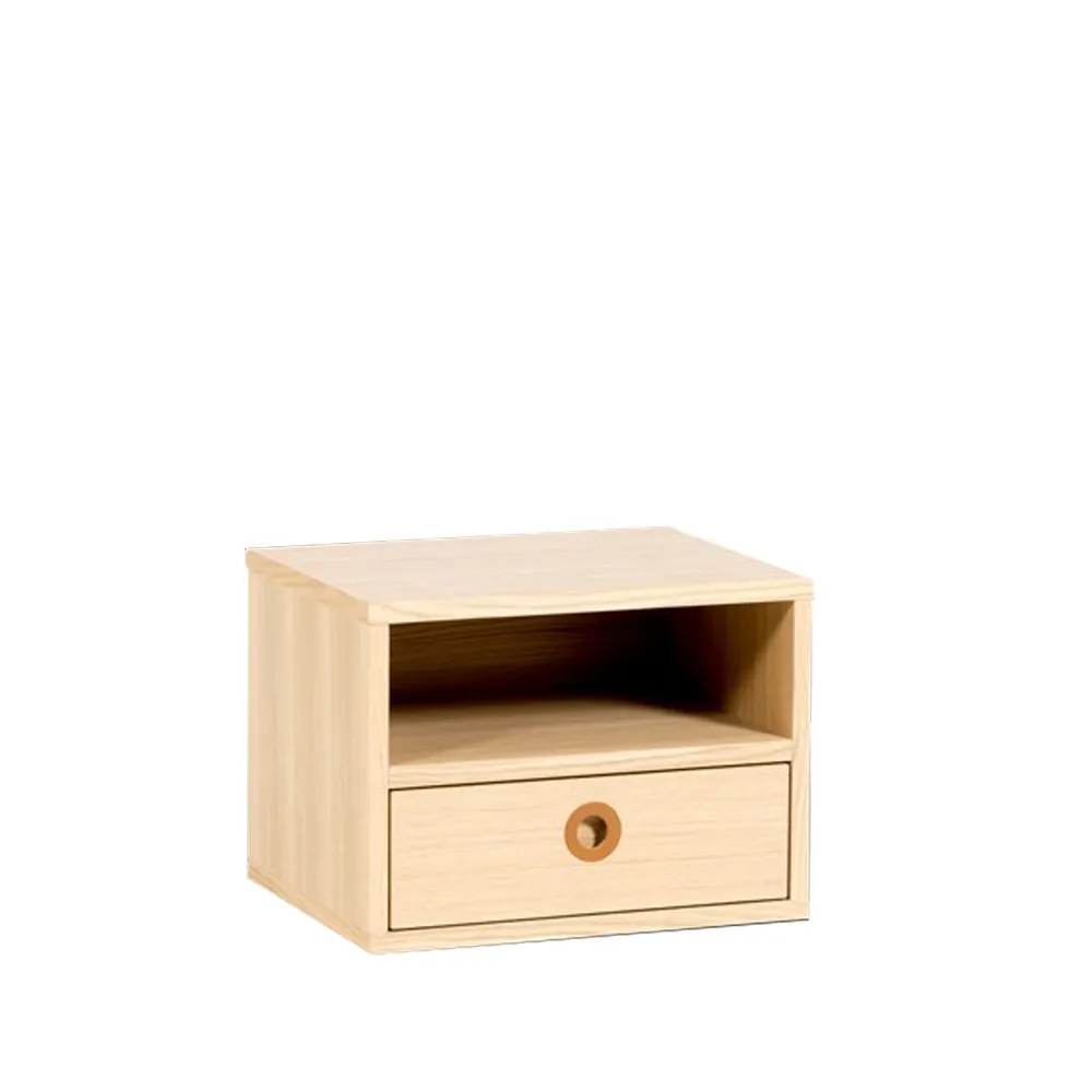 Höllviken sängbord vägghängt, ek vitpigment, 1 låda Mavis