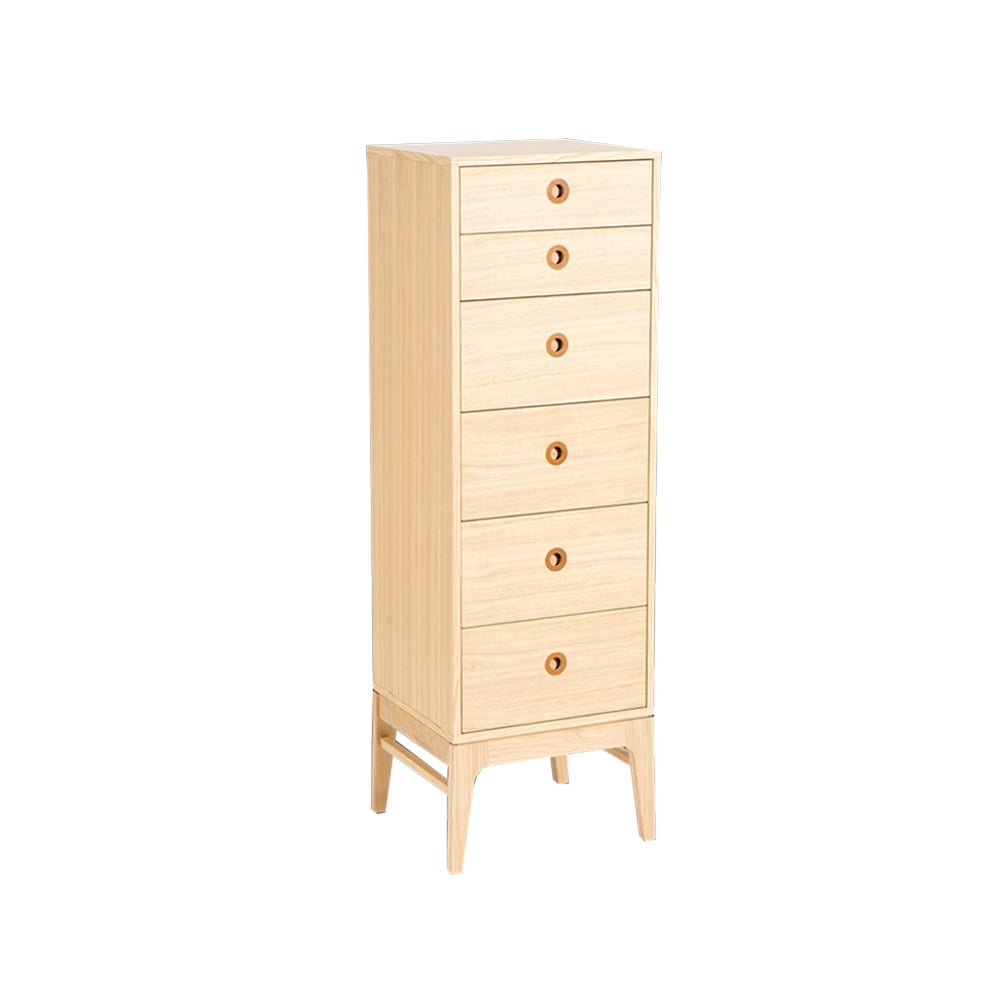 Mavis Höllviken Smal byrå ek vitpigment, 6 lådor | Skandinavisk Design | Byråer | Beige