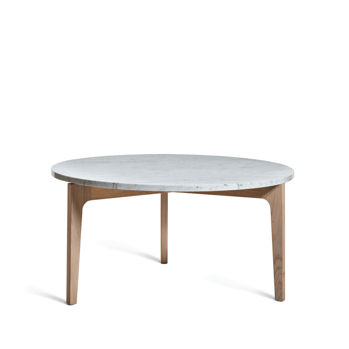 Höllviken soffbord Ø80 cm, marmor, vitpigmenterade ekben Mavis
