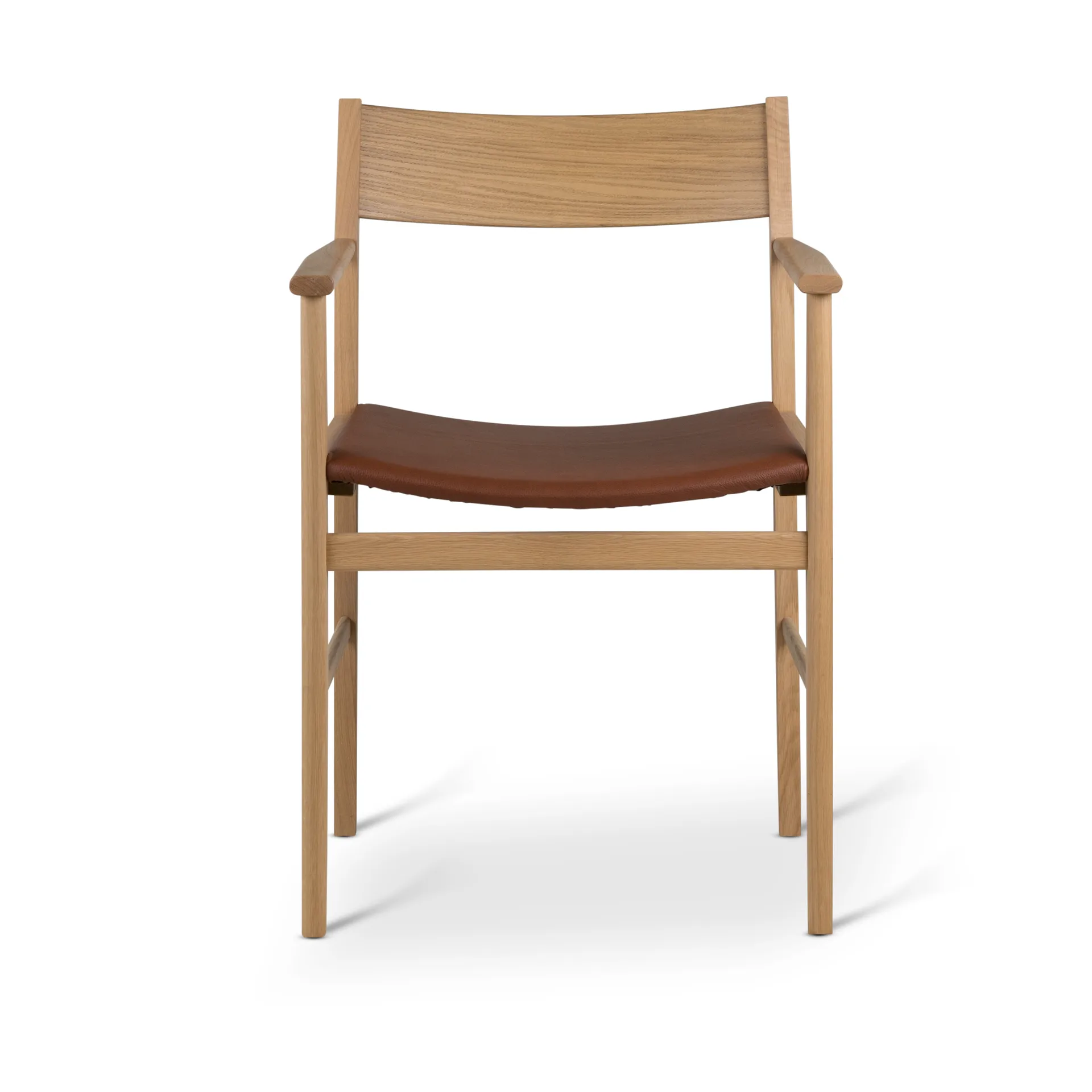 Siza karmstol, Vitpigmenterad mattlackad ek-cognac läder Mavis