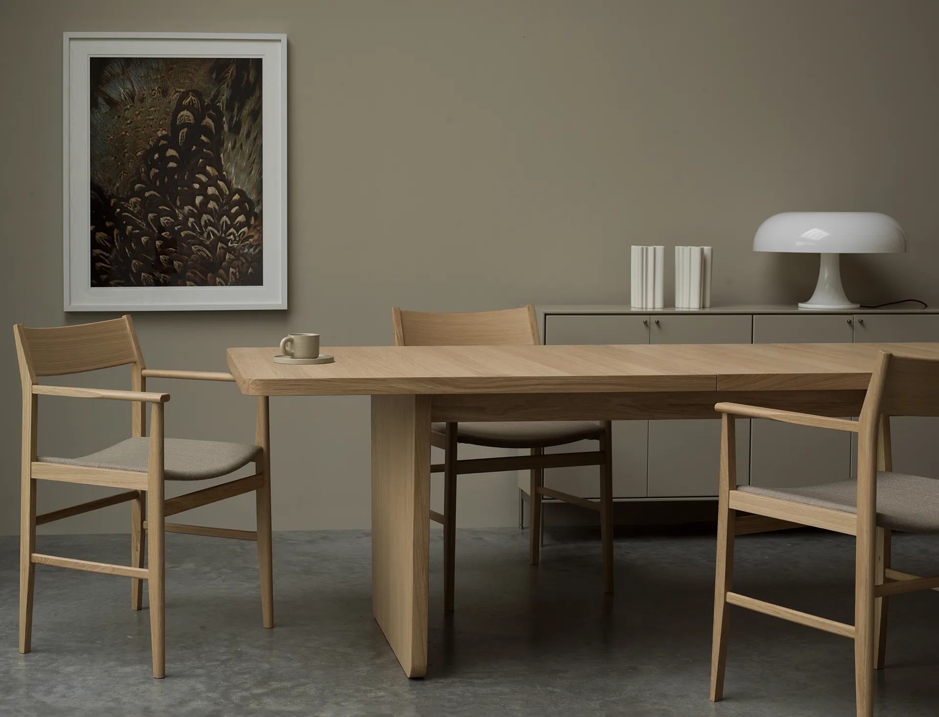 Vaud matbord, Vitpigmenterad ek, 2 st ilägg Mavis