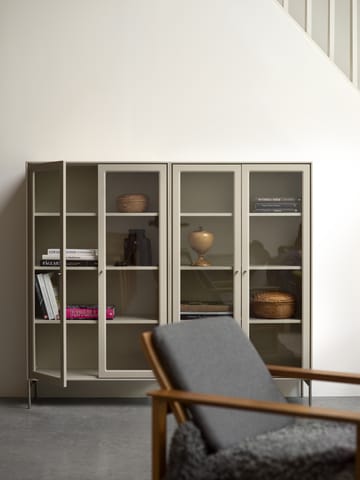 Volt vitrinskåp 130 cm beige - Detaljer i rostfritt stål - Mavis