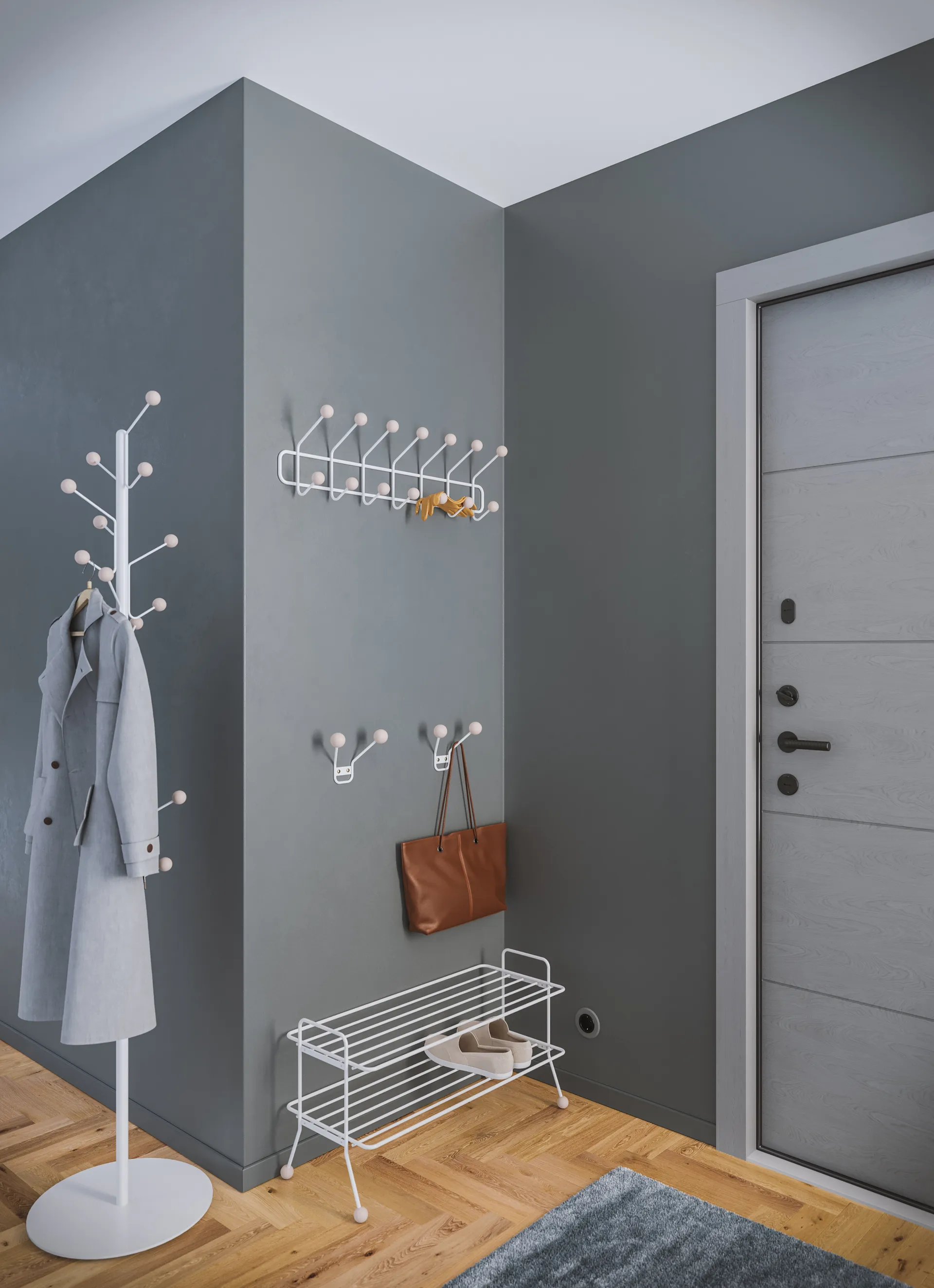 Bill Floor klädhängare, Vit Maze