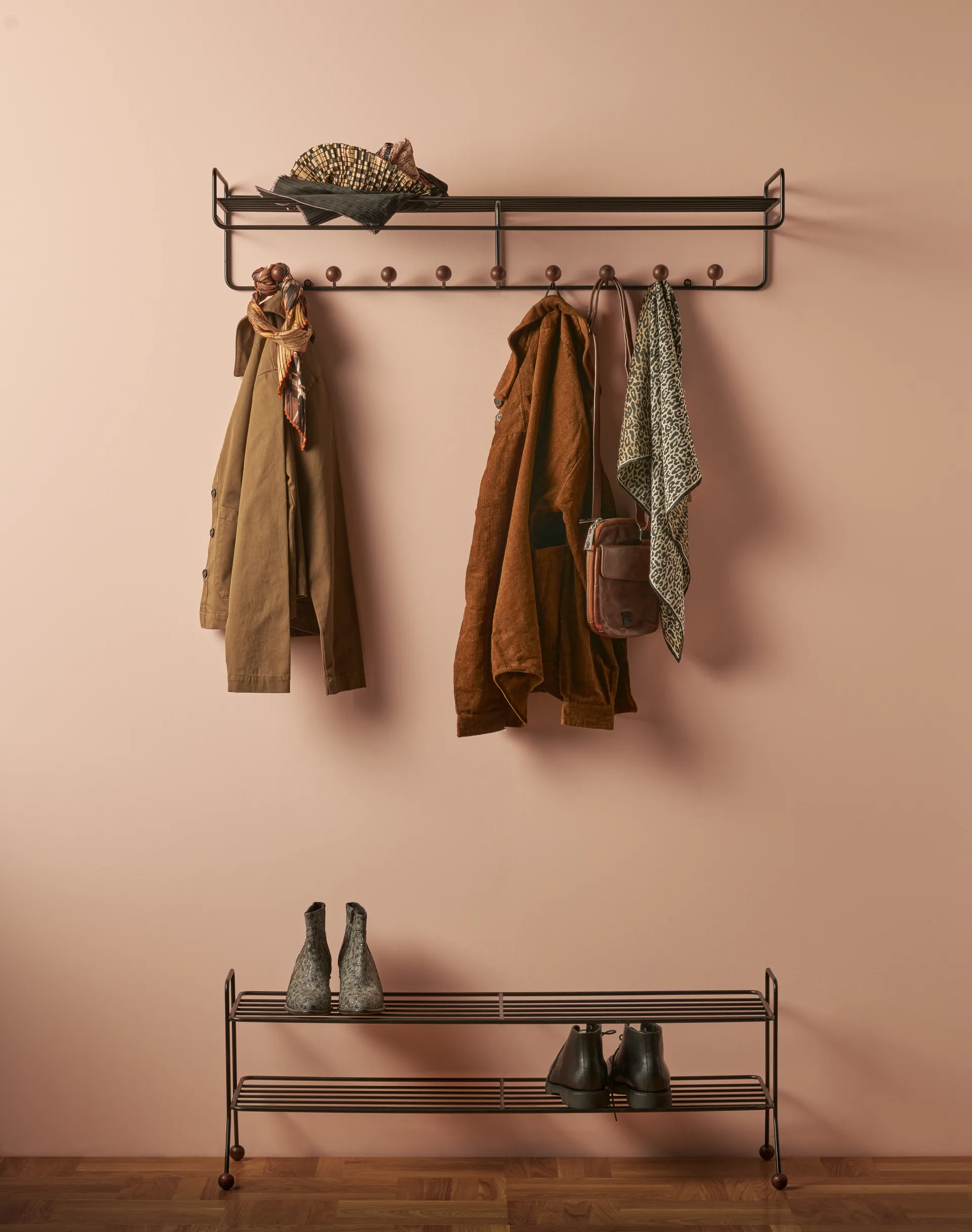 Bill Hat rack L hatthylla, Svart-mörkbrun Maze