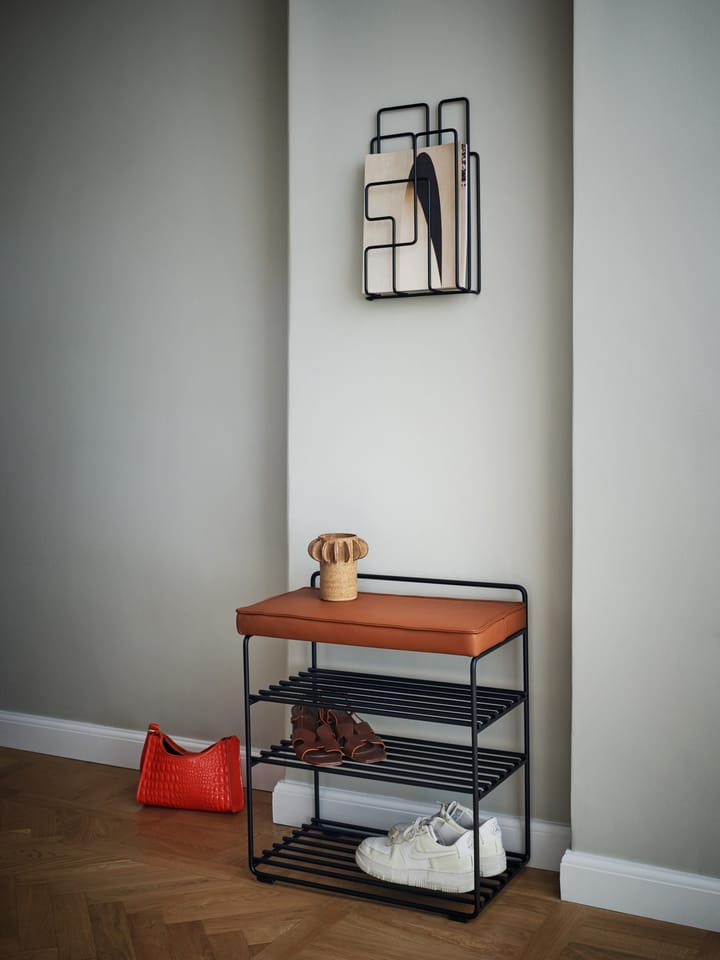 Lower East Seat hylla-pall 50x28x58 cm, Black-cognac leather Maze