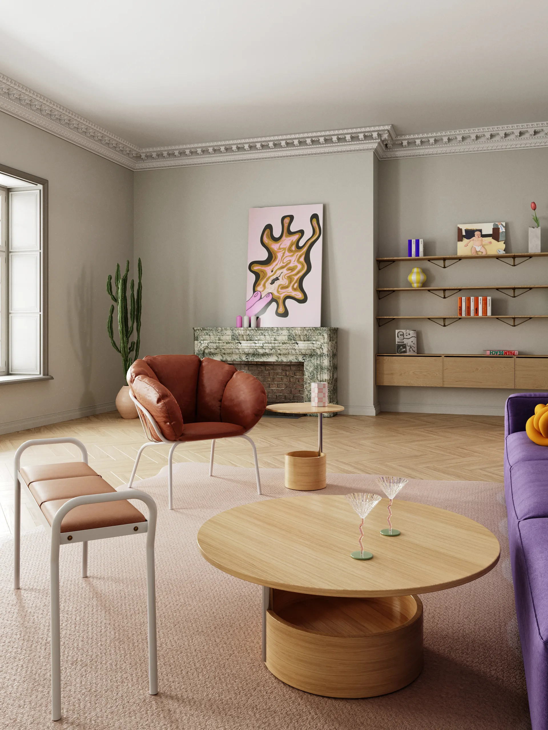 Parasol S soffbord Ø50 cm, Oak Maze