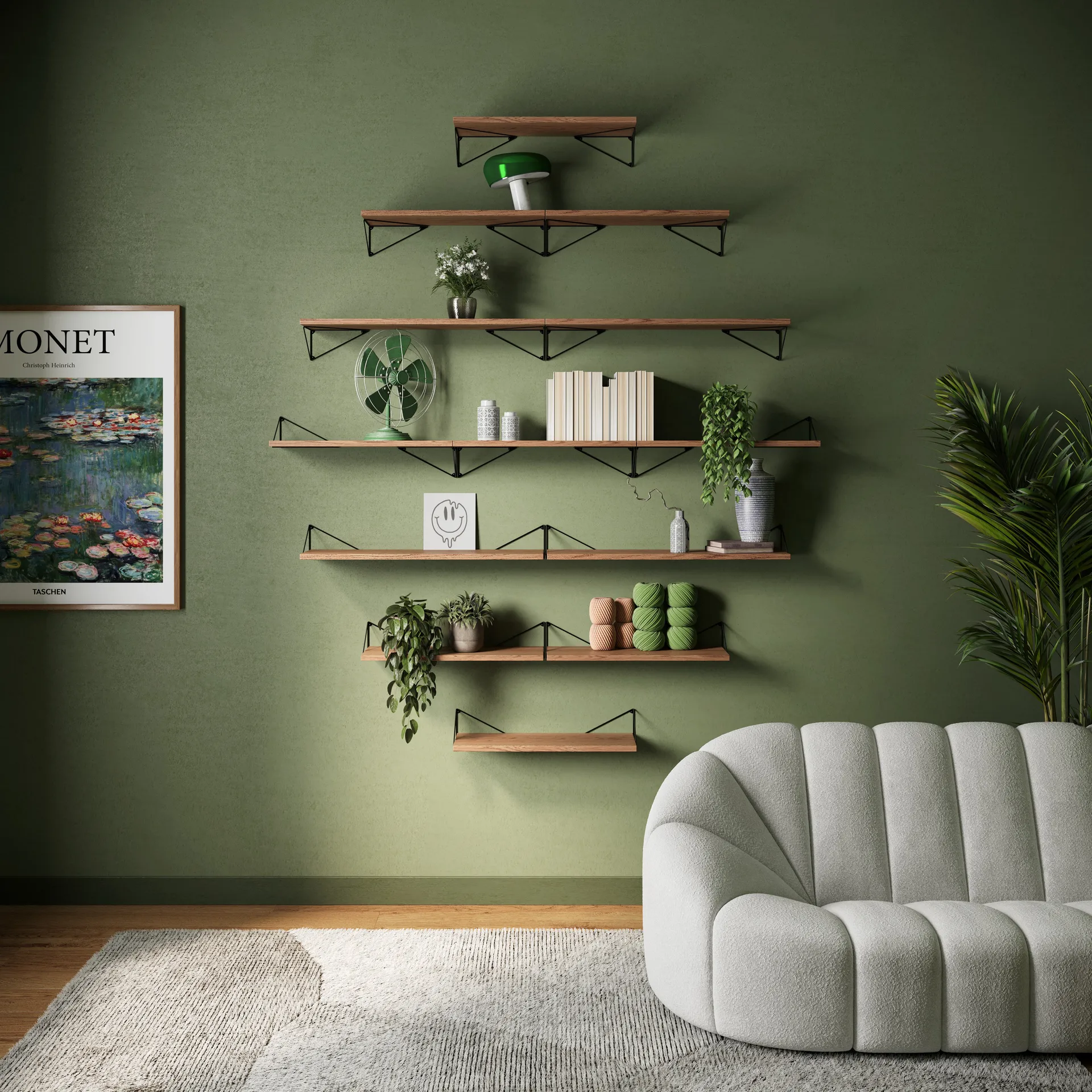 Pythagoras Shelf hyllplan, valnöt Maze