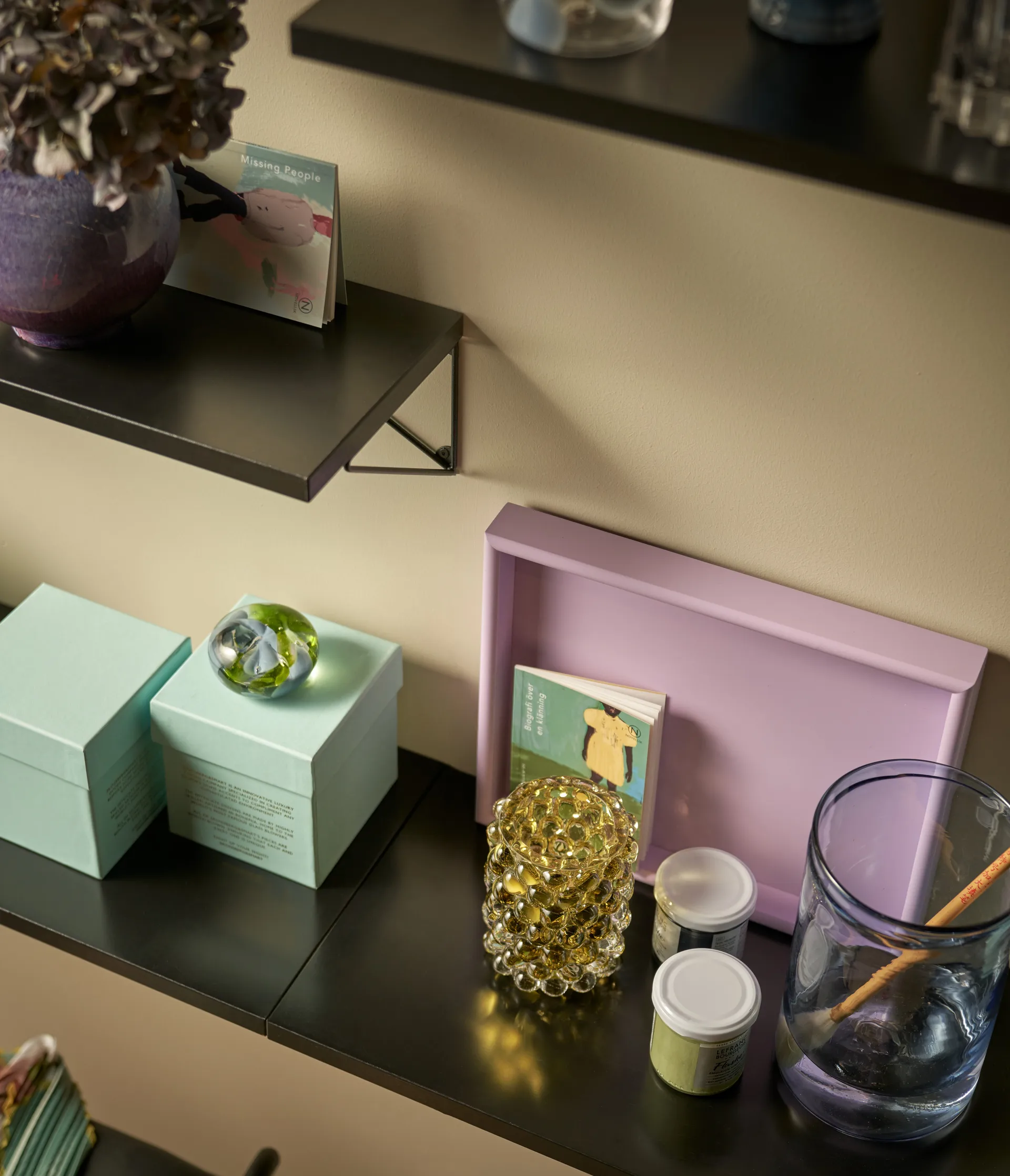 Pythagoras Shelf L hyllplan, svart Maze