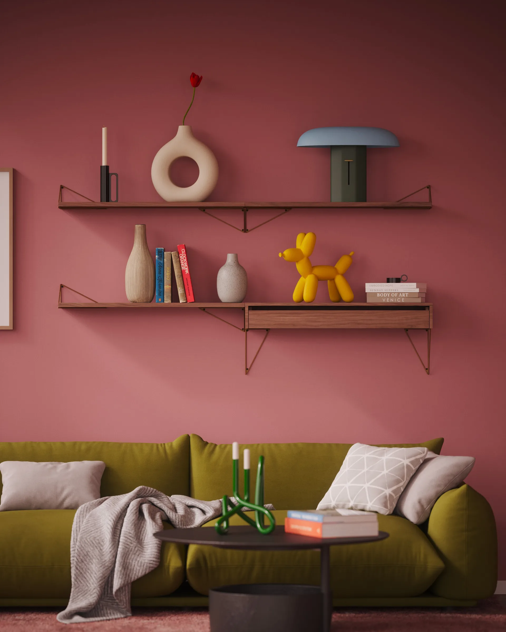 Pythagoras Shelf L hyllplan, Valnöt Maze