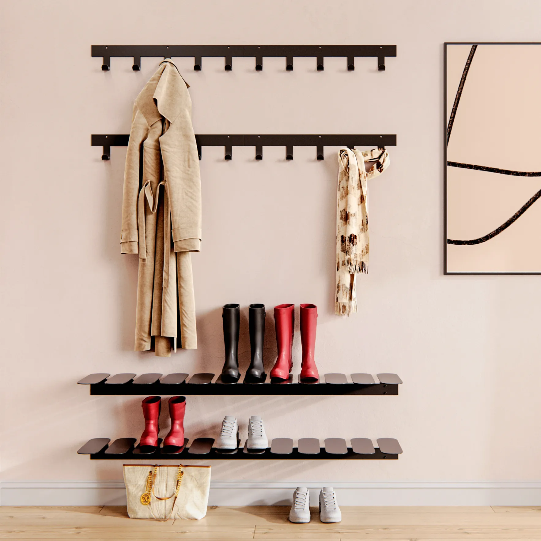 Step skohylla, svart Maze