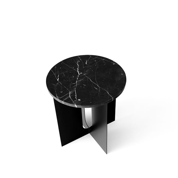 Androgyne Sidobord - marble black, ø42 cm, svart stålstativ - MENU