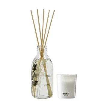 Meraki gåvoset doftpinnar och doftljus - Verbena drizzle-fresh linen - Meraki