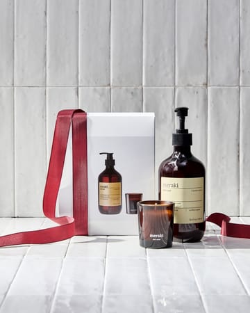 Meraki gåvoset handtvål och doftljus - Northern dawn + dark wood - Meraki