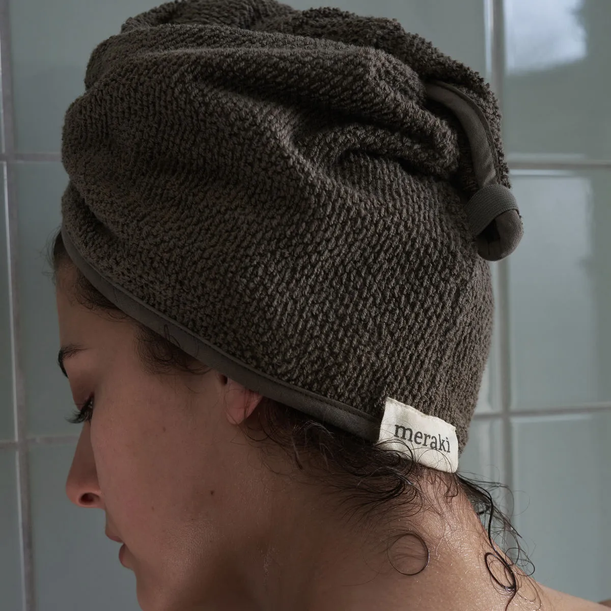 Solid hårhandduk 25x63 cm, Army Meraki