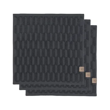 Geo handduk 30x30 cm 3-pack - Anthracite - Mette Ditmer