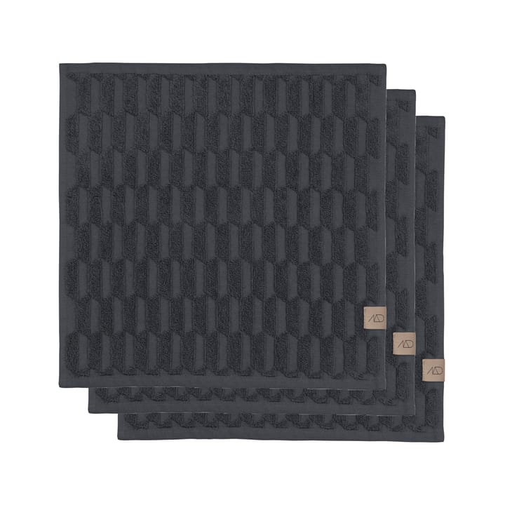 Geo handduk 30x30 cm 3-pack - Anthracite - Mette Ditmer