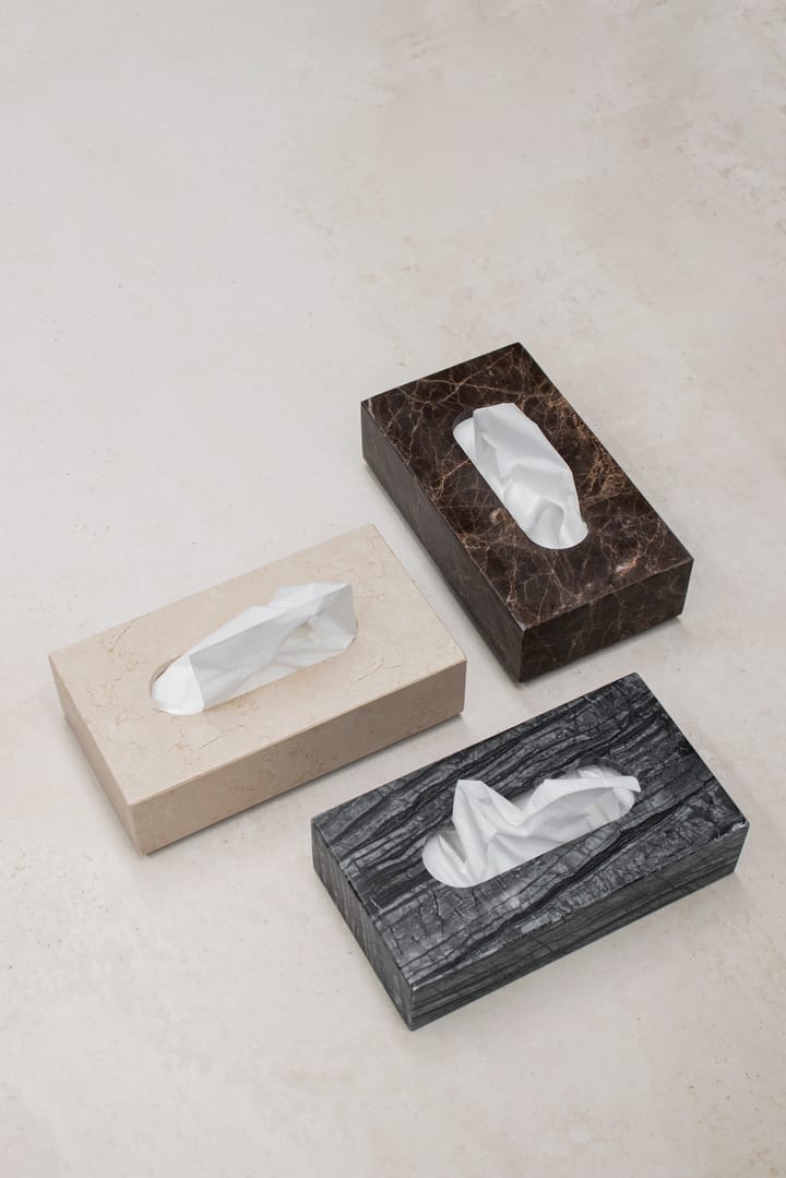 Marble näsdukslåda 14x25,5 cm, Svart-grå Mette Ditmer