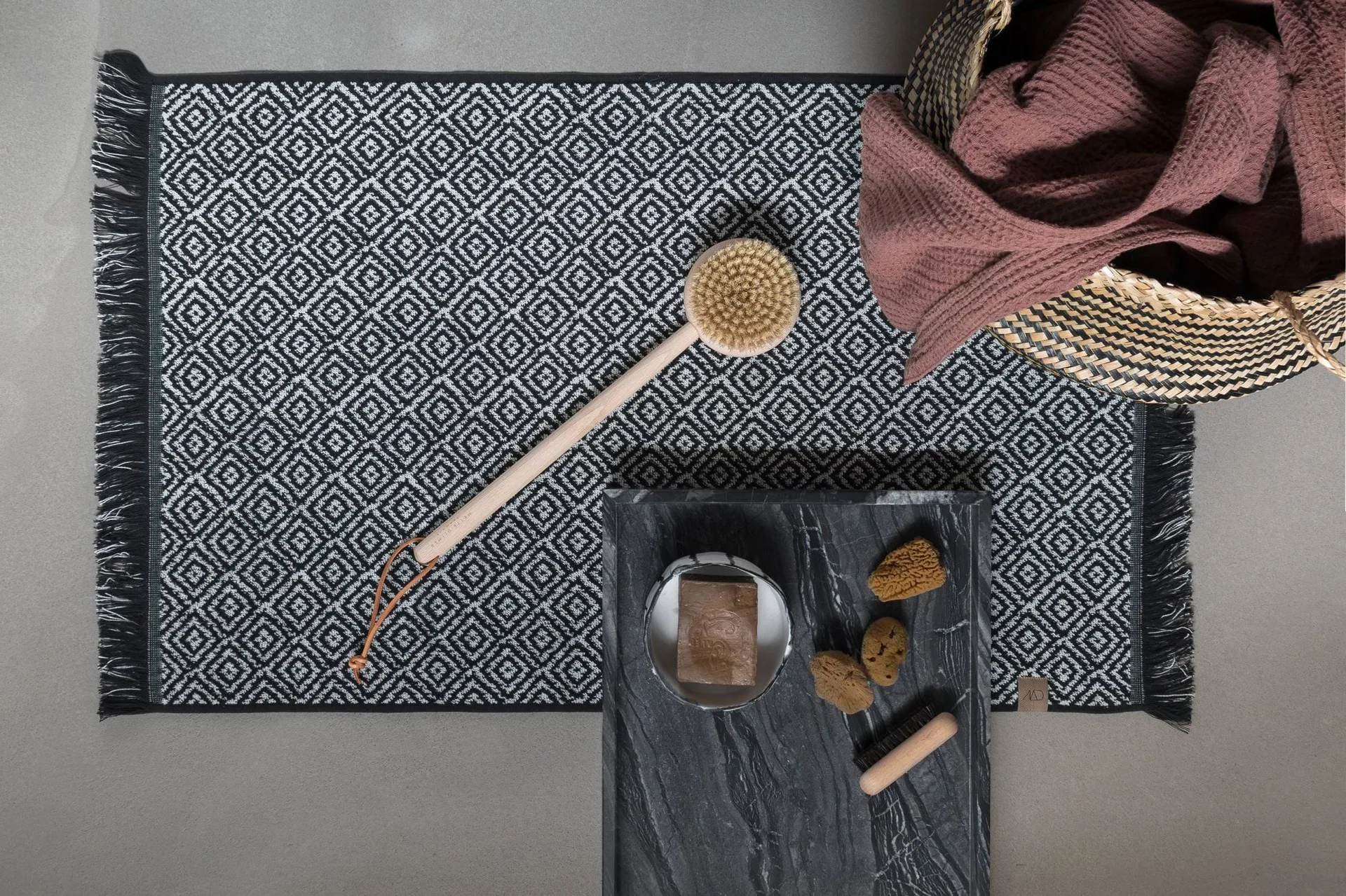 Morocco badrumsmatta 50x80 cm, Black-grey Mette Ditmer