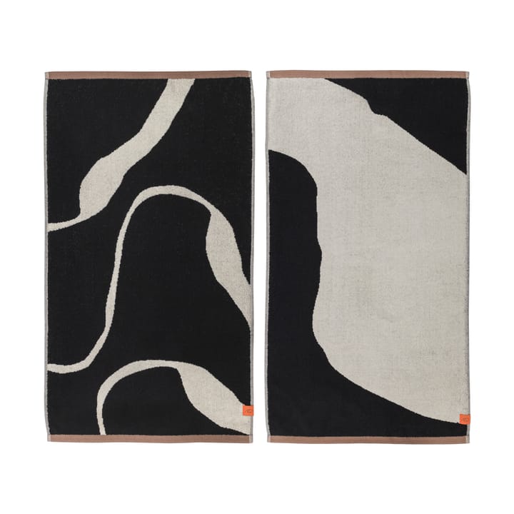 Nova Arte handduk 50x90 cm 2-pack - Black-off white - Mette Ditmer