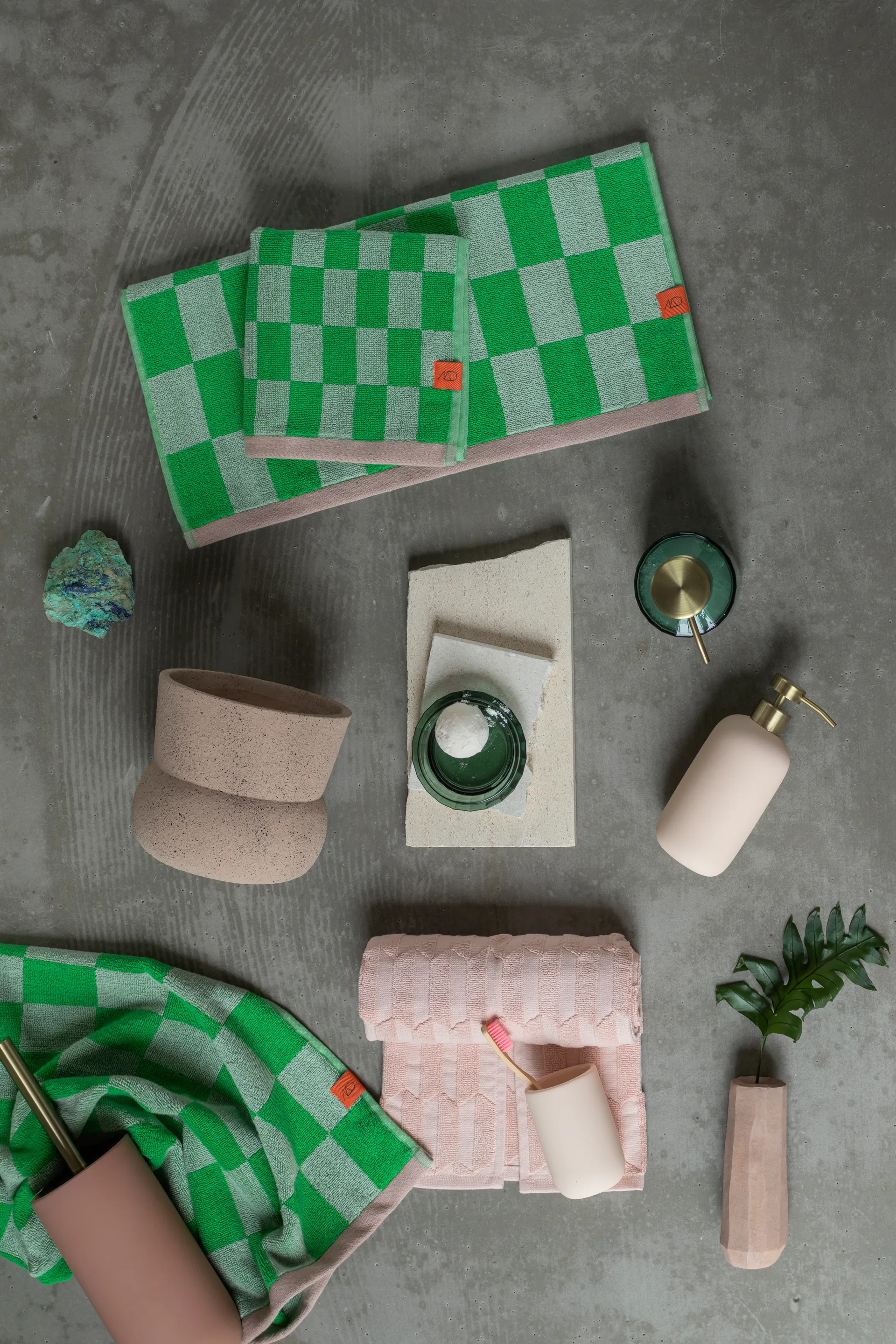 Retro handduk, Classic green, 40x55 cm, 2-pack Mette Ditmer