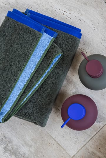 Soft badhandduk 70x133 cm - Dark olive-light blue - Mette Ditmer