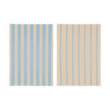 Stripes kökshandduk 50x70 cm 2-pack - Blue-Beige (blå-beige), 50x70 cm - Mette Ditmer