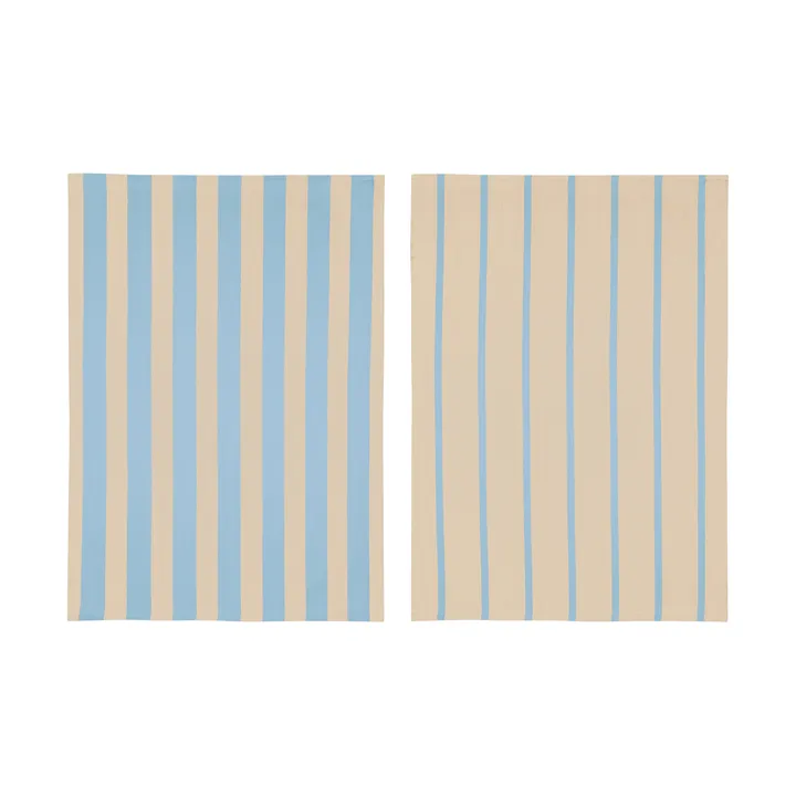 Stripes kökshandduk 50x70 cm 2-pack - Blue-Beige (blå-beige), 50x70 cm - Mette Ditmer