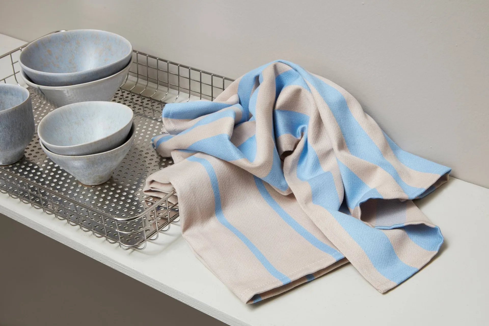 Stripes kökshandduk 50x70 cm 2-pack, Blue-Beige (blå-beige), 50x70 cm Mette Ditmer