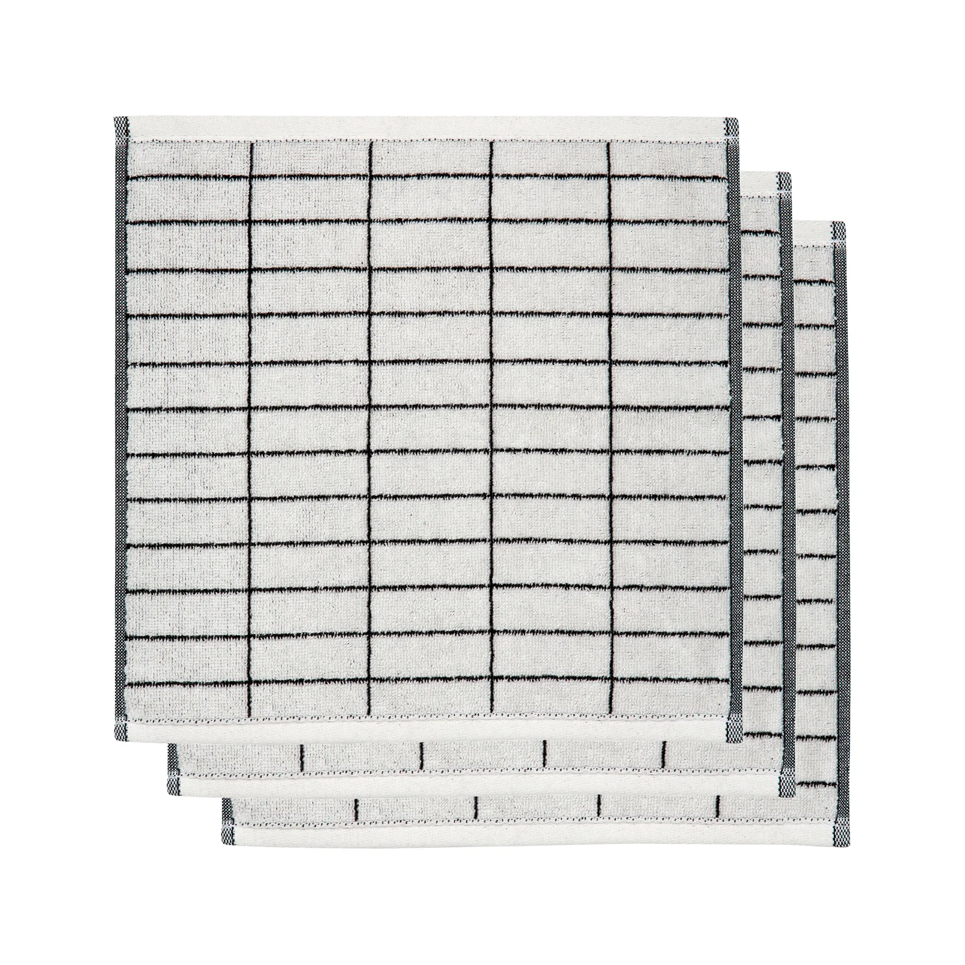 Tile stone handduk 31x31 cm 3-pack, Svart-off white Mette Ditmer
