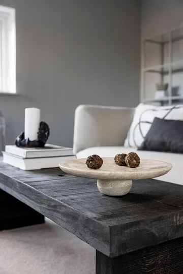 Travertin piedestal - Linen, Ø32x8,5 cm - Mette Ditmer