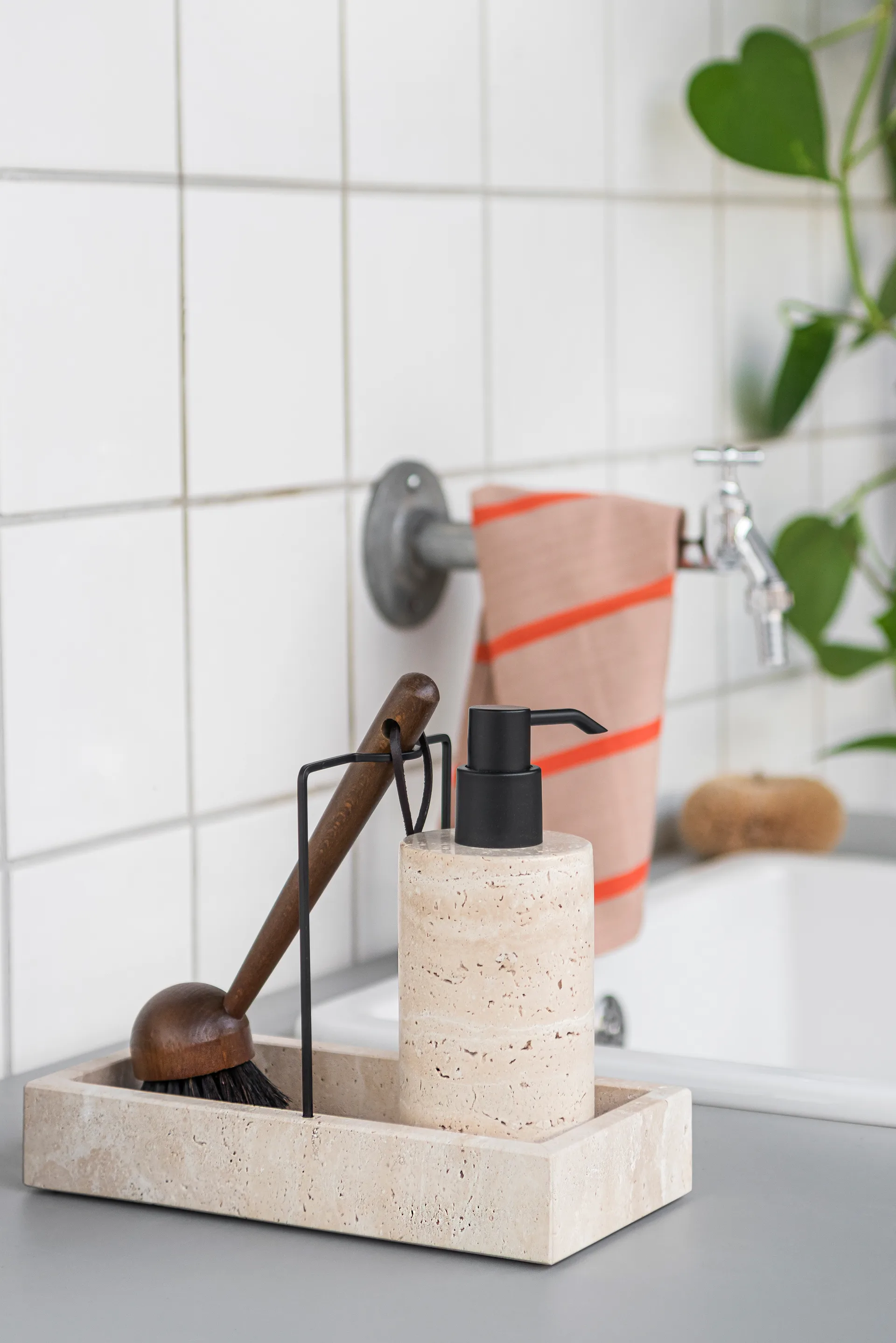 Travertine diskbänksorganiserare 12x23,5 cm, Linen Mette Ditmer