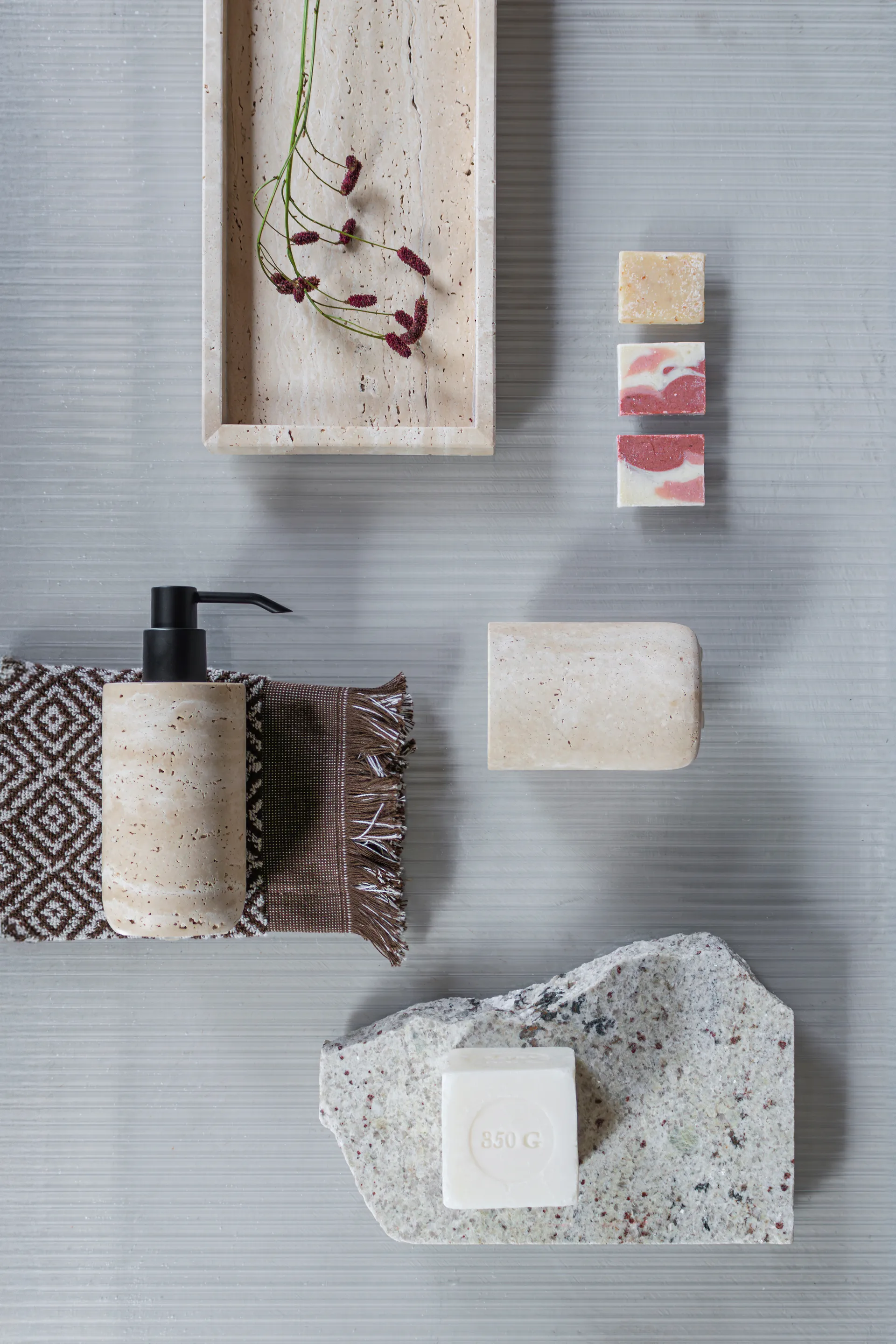 Travertine tandborsthållare 10 cm, Linen Mette Ditmer