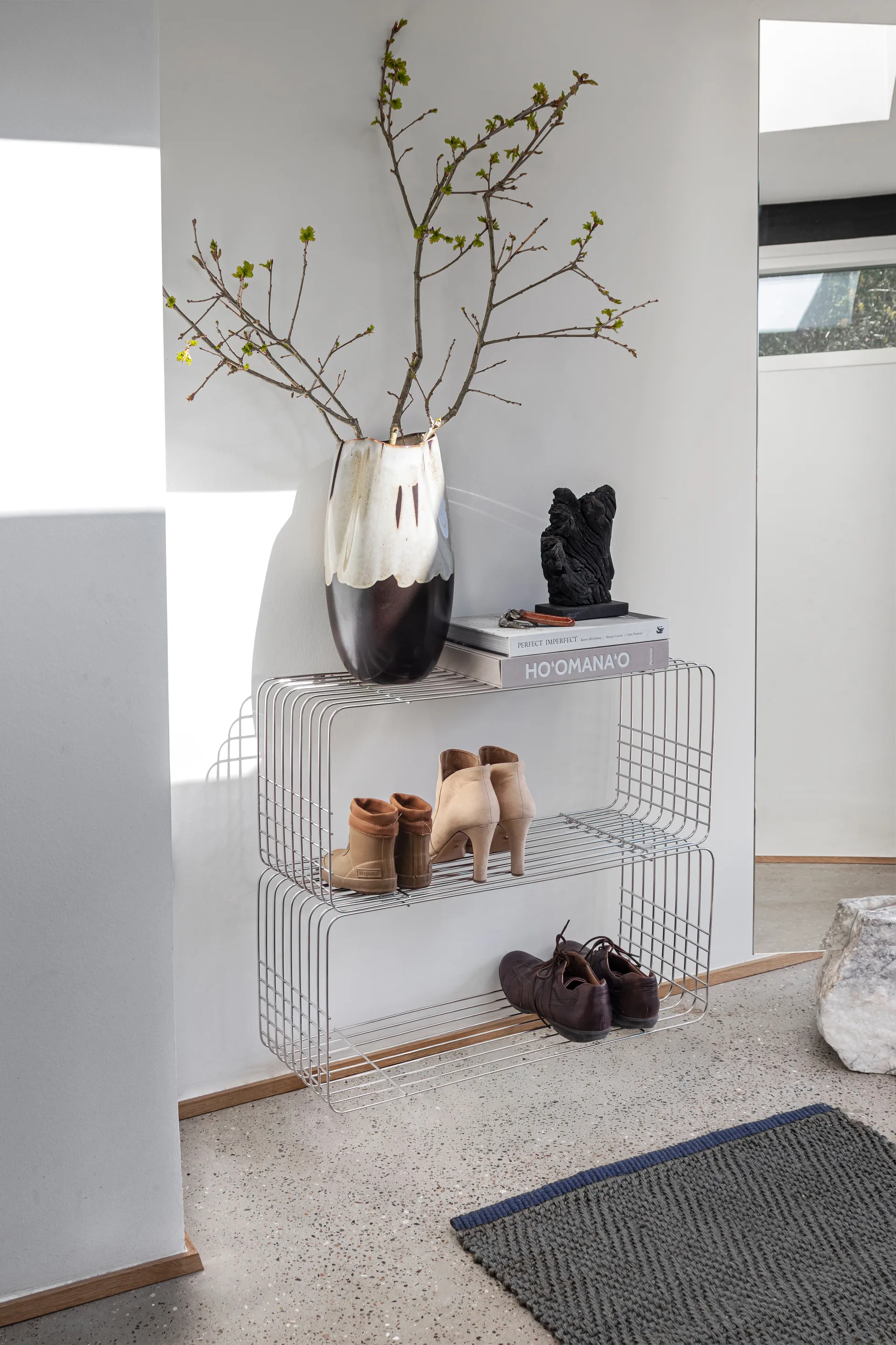 Wire hylla, Chrome, 31x70x26 cm Mette Ditmer