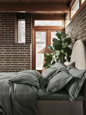 Satina plain örngott - Grön, 50x60 cm - Mille Notti