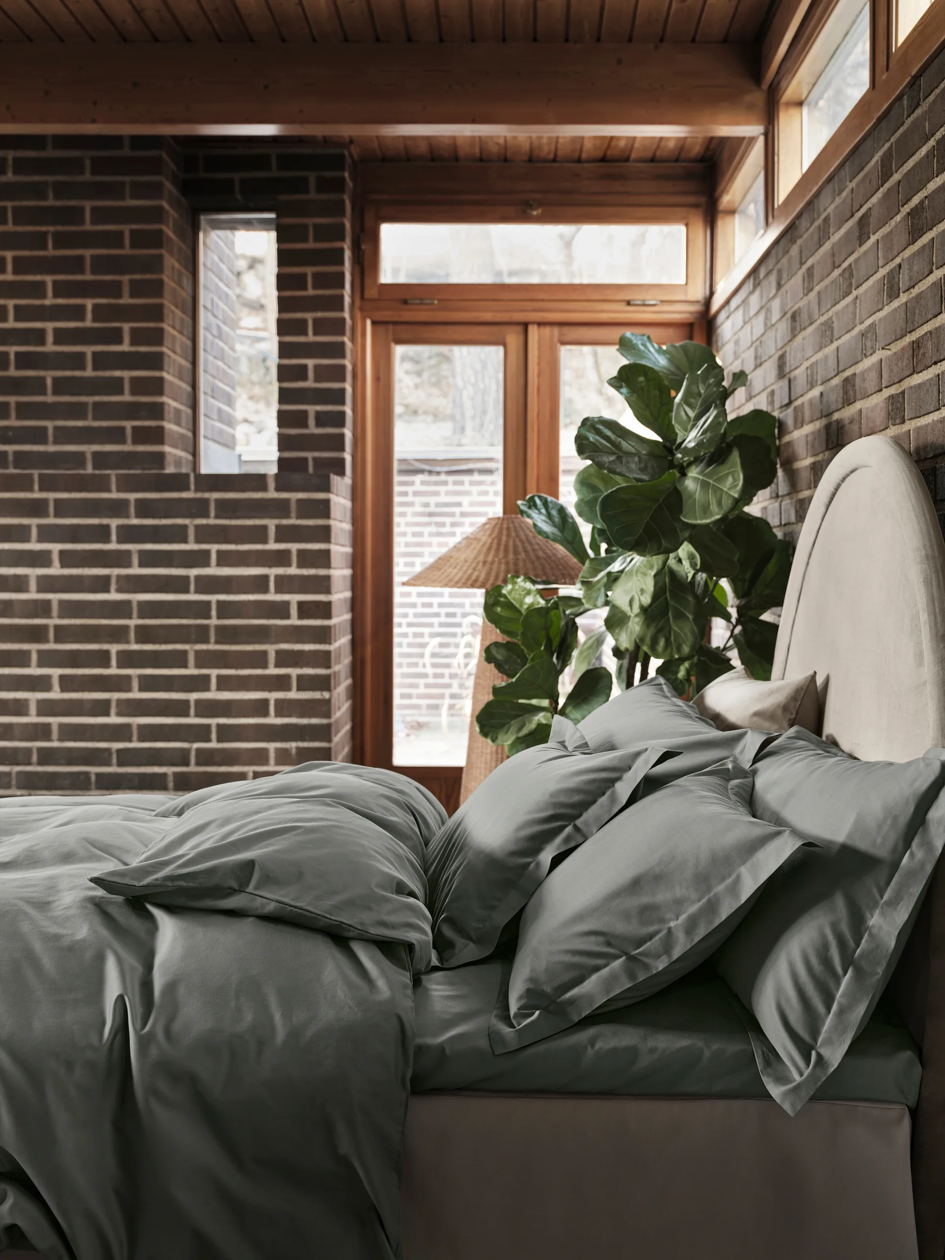 Satina plain örngott, Grön, 50x90 cm Mille Notti