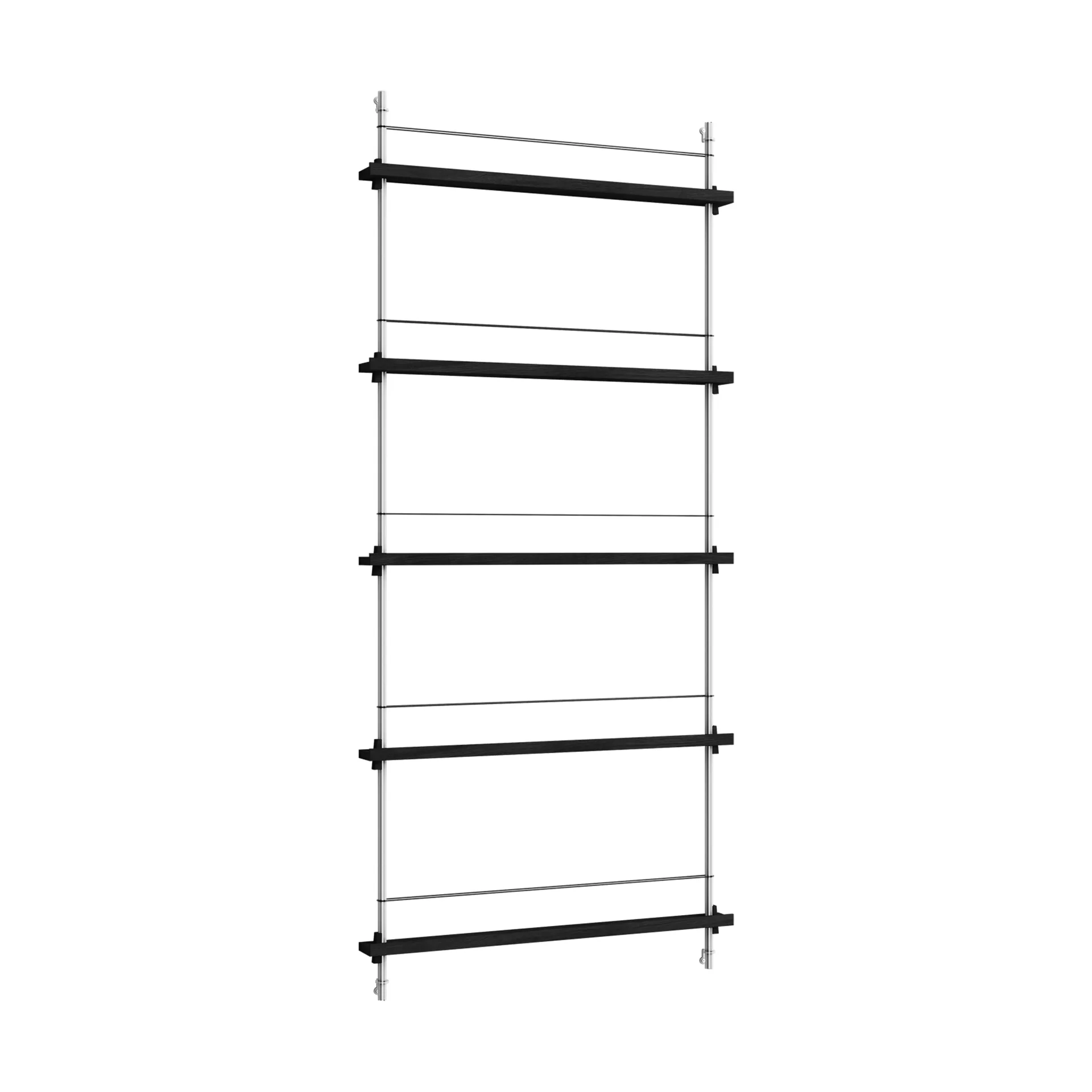 Magazine Shelving tidningsställ, Black-rostfritt stål, 85x180x7 cm, MS.180.1 MOEBE
