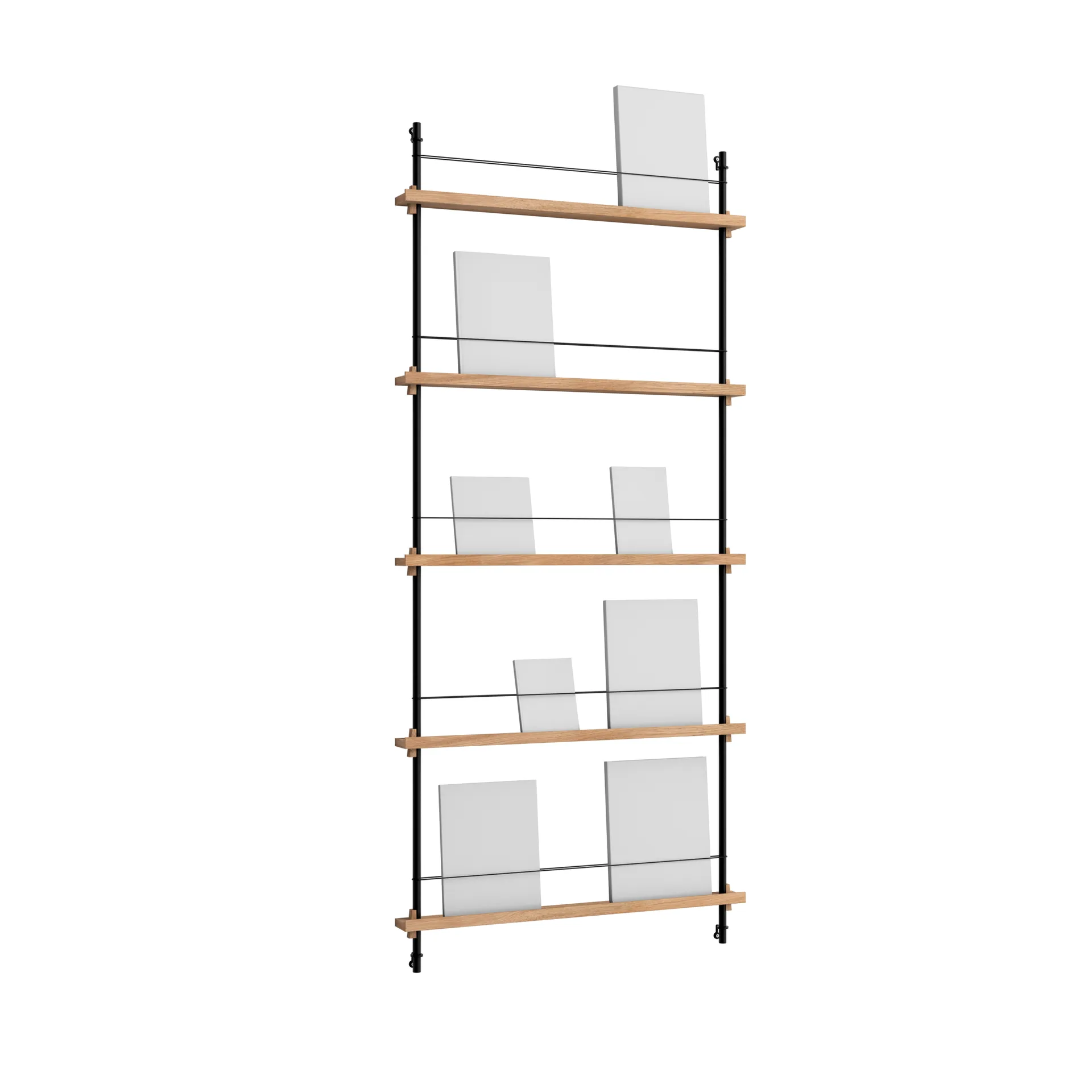 Magazine Shelving tidningsställ, Ek-black, 85x180x7 cm, MS.180.1 MOEBE