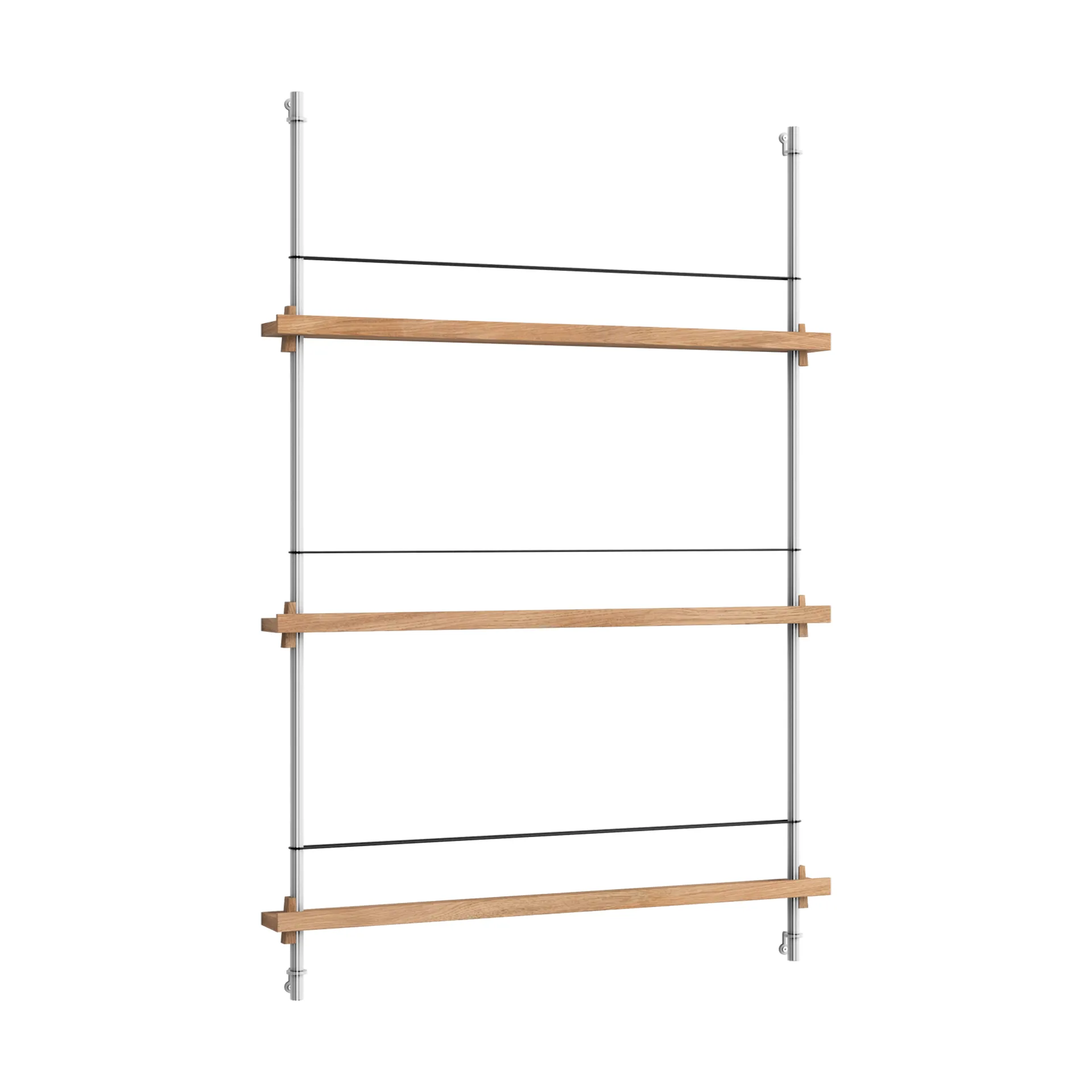 Magazine Shelving tidningsställ, Ek-rostfritt stål, 85x115x7 cm, MS.115.1 MOEBE