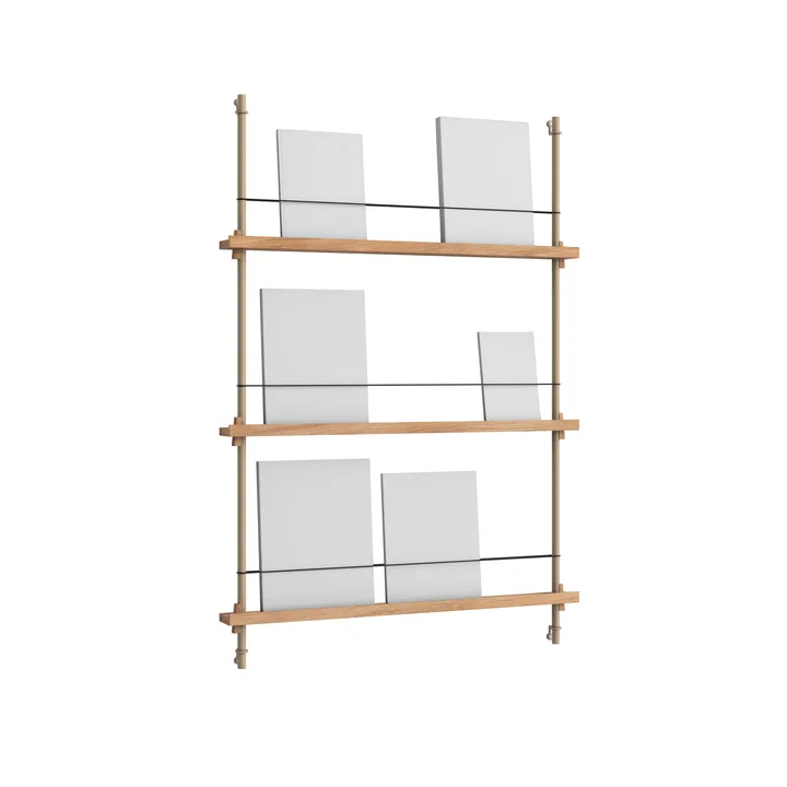 Magazine Shelving tidningsställ - Ek-warm grey, 85x115x7 cm, MS.115.1 - MOEBE