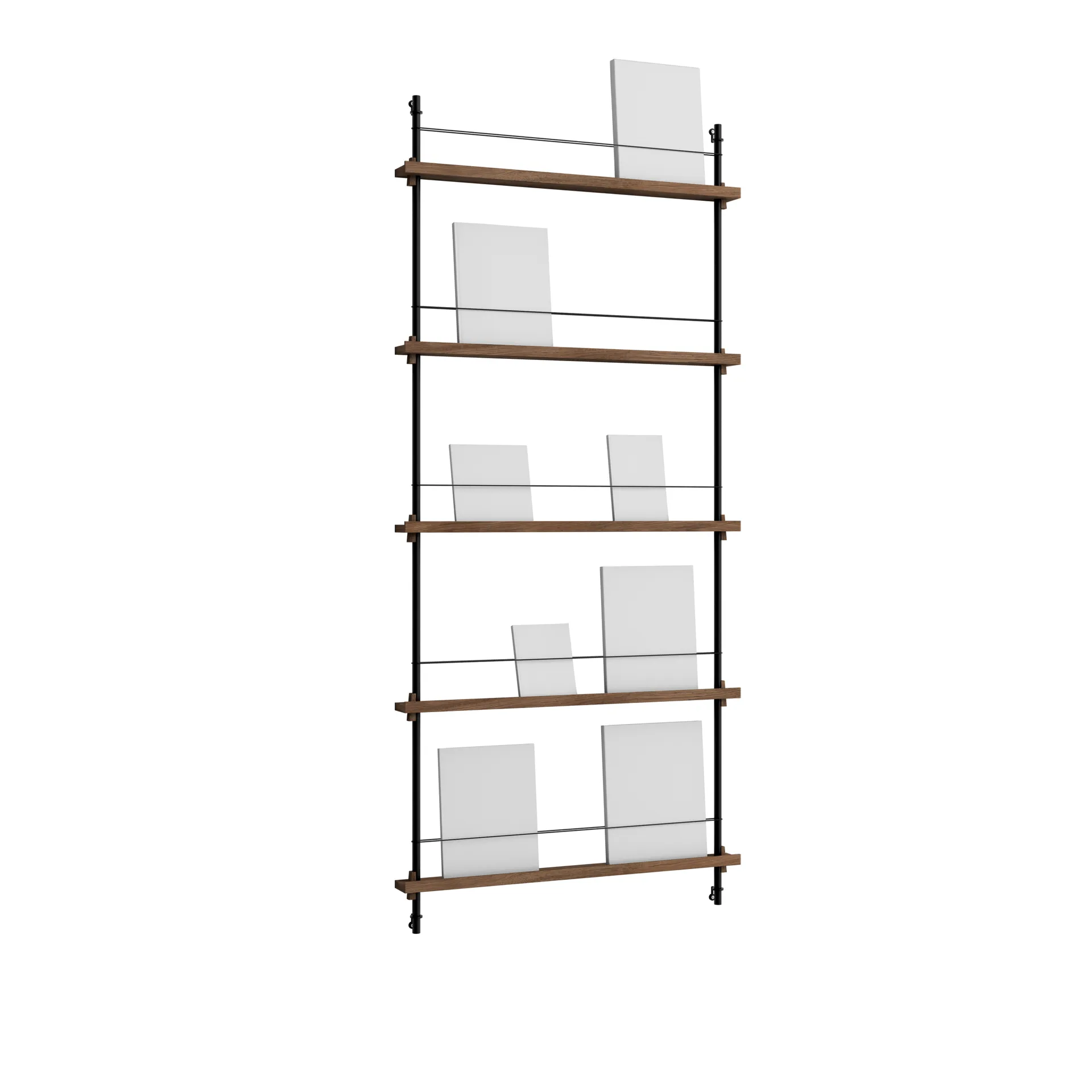 Magazine Shelving tidningsställ, Rökt ek-black, 85x180x7 cm, MS.180.1 MOEBE