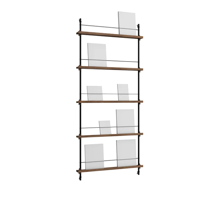 Magazine Shelving tidningsställ - Rökt ek-black, 85x180x7 cm, MS.180.1 - MOEBE