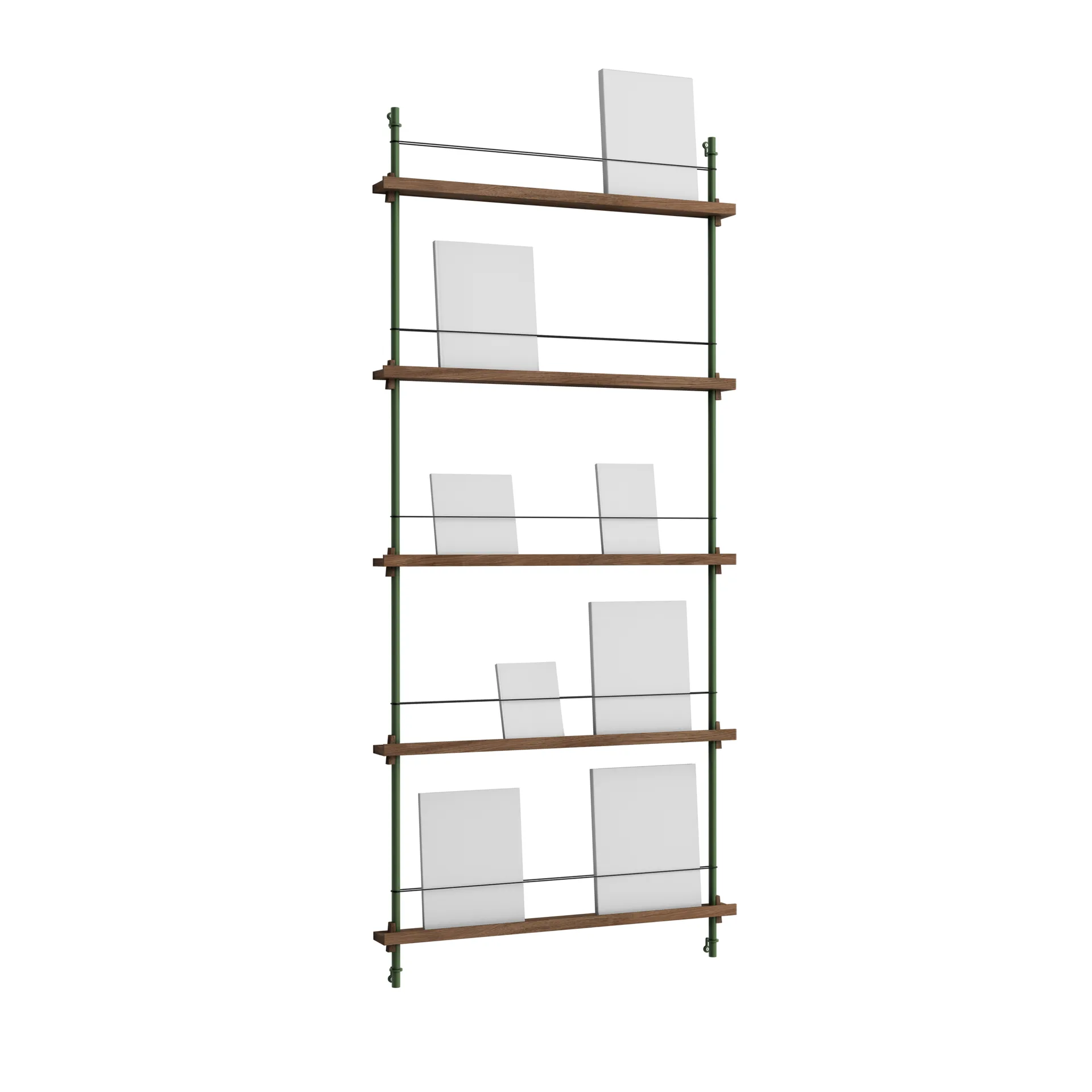 Magazine Shelving tidningsställ, Rökt ek-pine green, 85x180x7 cm, MS.180.1 MOEBE