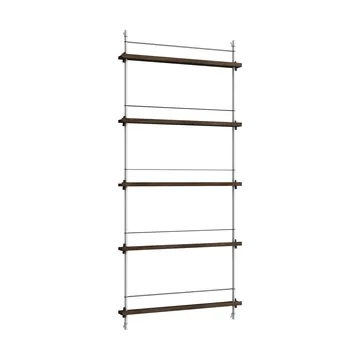 Magazine Shelving tidningsställ - Rökt ek-rostfritt stål, 85x180x7 cm, MS.180.1 - MOEBE