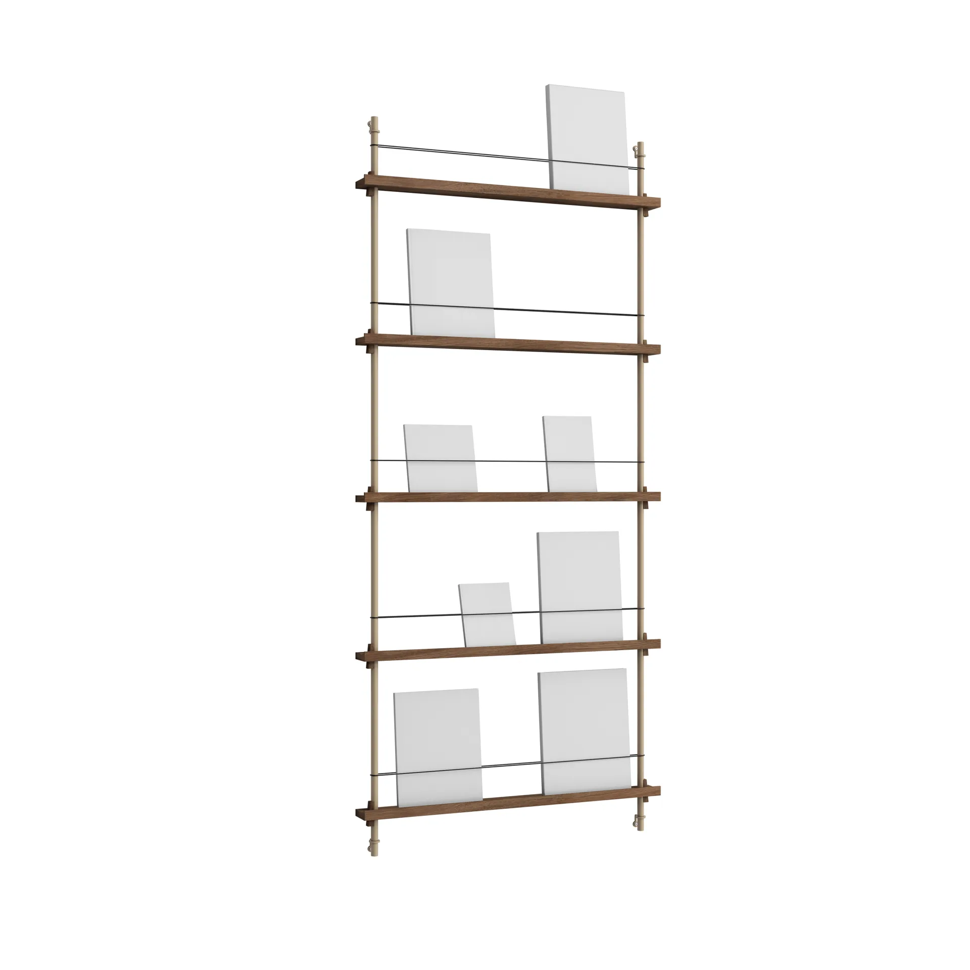 Magazine Shelving tidningsställ, Rökt ek-warm grey, 85x180x7 cm, MS.180.1 MOEBE
