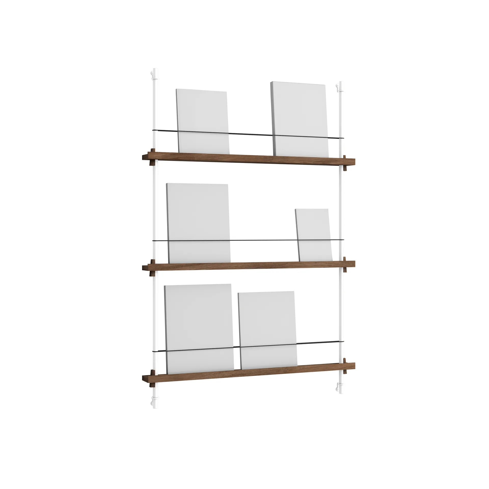 Magazine Shelving tidningsställ, Rökt ek-white, 85x115x7 cm, MS.115.1 MOEBE