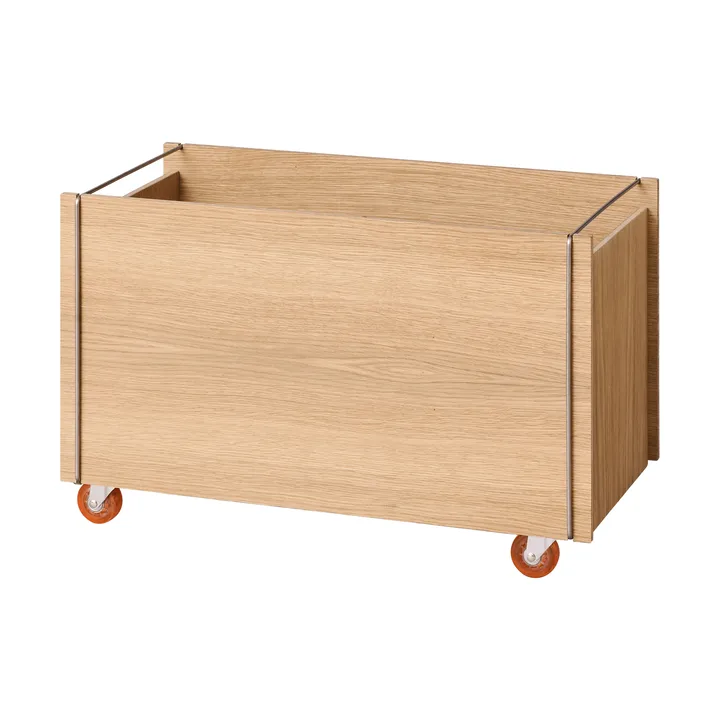 Moebe storage box - Oljad ek-rostfritt stål, med hjul, 33x60x31 cm - MOEBE