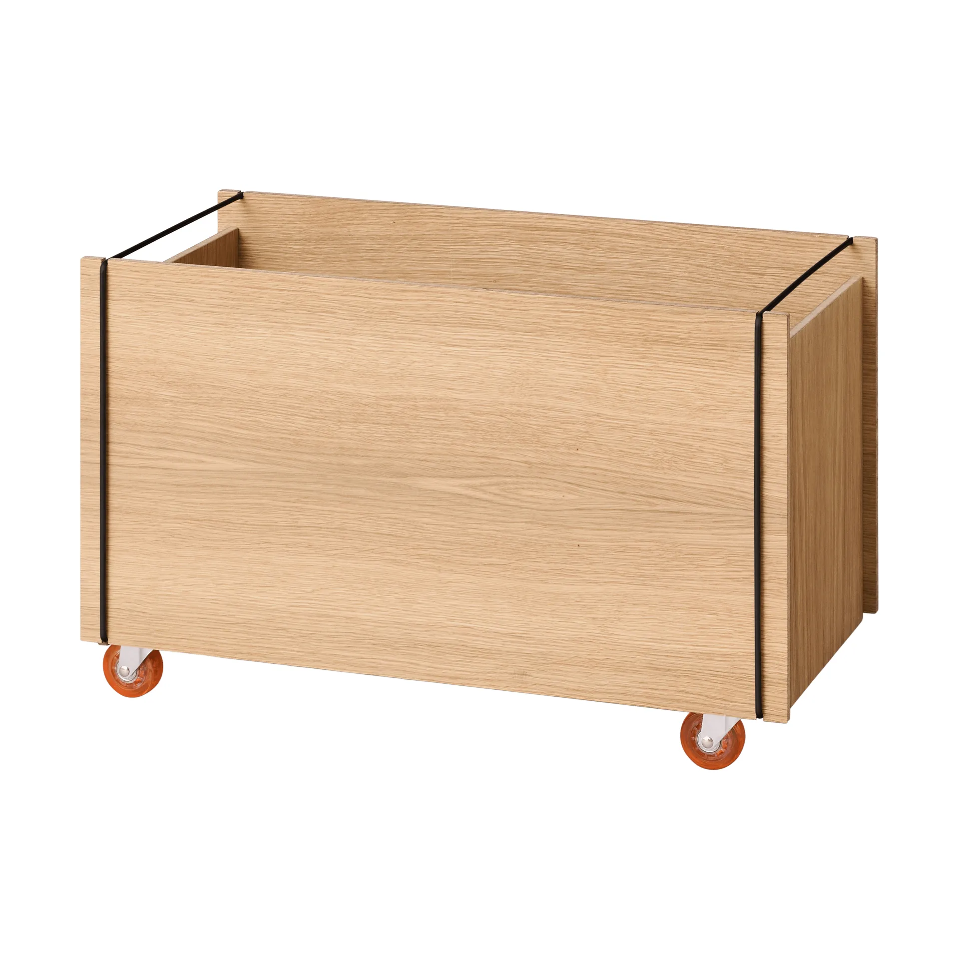 Moebe storage box, Oljad ek-svart, med hjul, 33x60x31 cm MOEBE